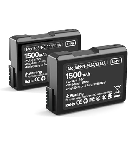 BM Premium EN-EL14A Battery for Nikon D3100, D3200, D3300, D3400